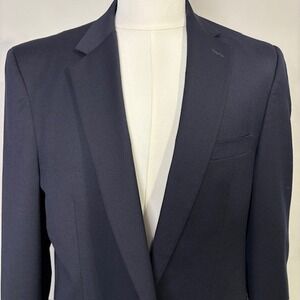 Joseph & Feiss Gold Men's Navy Wool Classic Fit Blazer Coat Jacket Size 42 Long